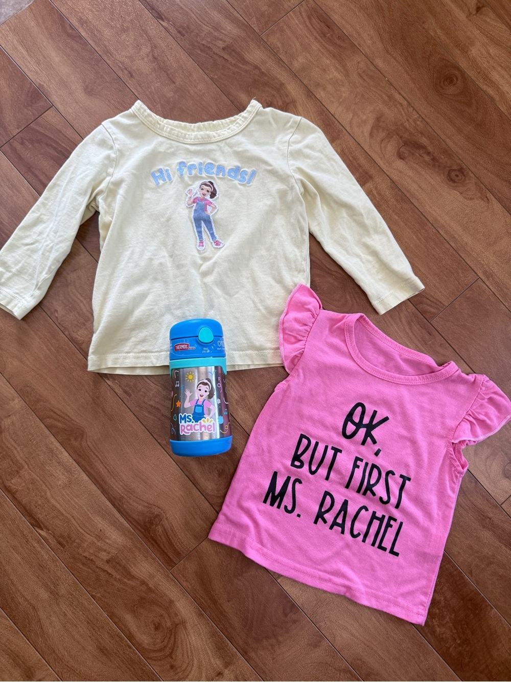 Ms.Rachel bundle: long sleeve, ruffle tee, and new water bottle